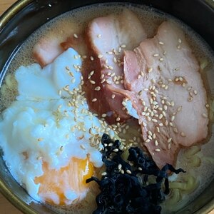 ベーコンで醤油ラーメン